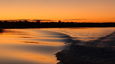 Boat Wake at Sunset